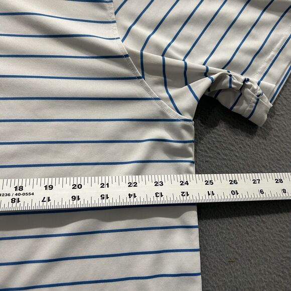 Rhoback Shirt Mens XL White Blue Striped Golf Polo Performance Stretch Preppy - Picture 10 of 11